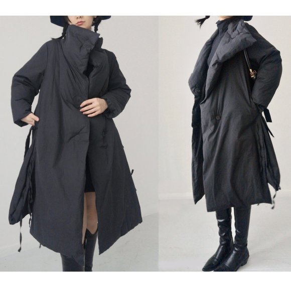 Ann Demeulemeester black deconstructed puffy duvet oversize coat maxi UNISEX - Picture 8 of 10